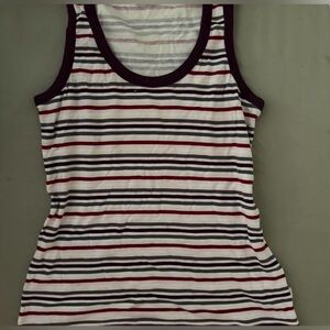 Striped Racerback Tank Top in White, Black & Red